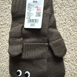 Anya Hindmarch Brown Women Mittens with Eye Design